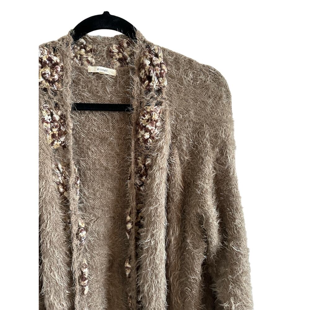 Easel Women's Small/Medium Long Sleeve Brown Knitted Cardigan - Picture 5 of 14